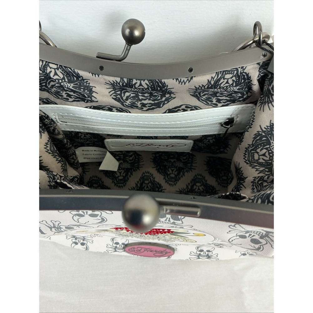 Ed Hardy "Love Kills Slowly" skull tattoo print shoulder bag Chain Strap NWT - Picture 4 of 9